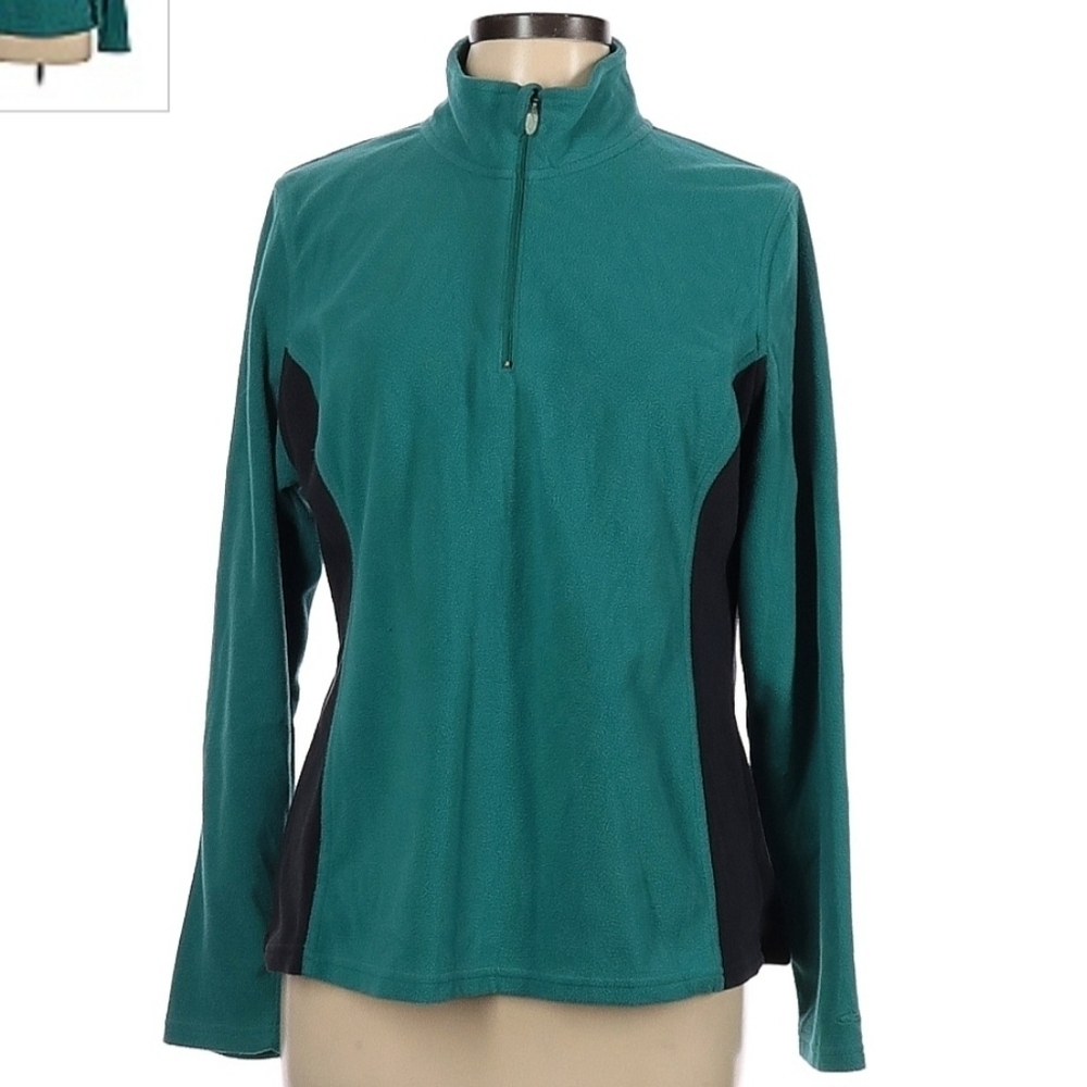 C9 Champion Teal Black 1/4 Zip Fleece Jacket Women's Large L Athletic Athleisure